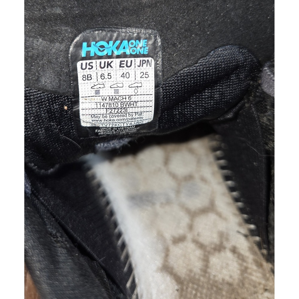 Hoka One One Mach 6 Womens Size 8 B Shoes Black Running Sneaker 1147810 BWHT Gym - Picture 14 of 14